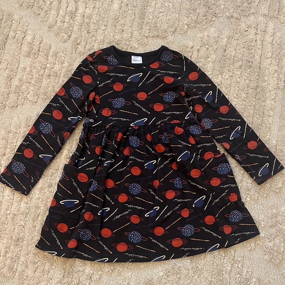 Hanna Andersson Cosmic Print Kids Dress - Black, Red, Blue